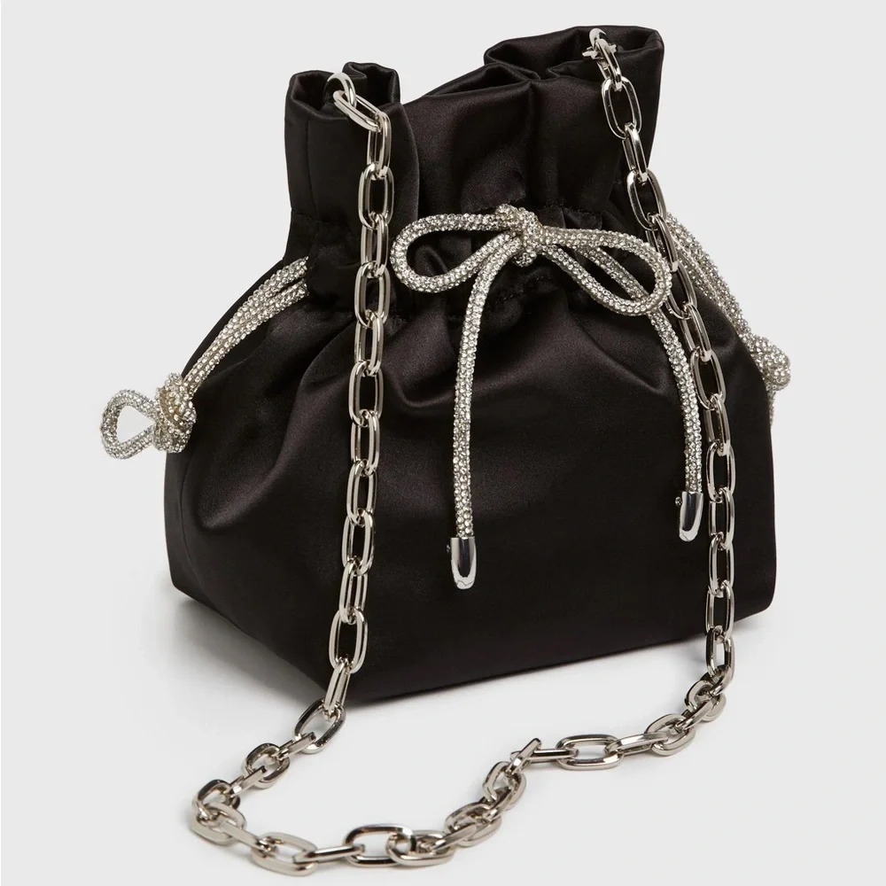 Crystal Bow Satin Bag